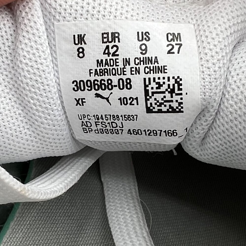 Puma Shuffle Sneaker Mens 9 Women 10.5 White Gold Logo SoftFoam Comfort Athletic - Picture 9 of 14